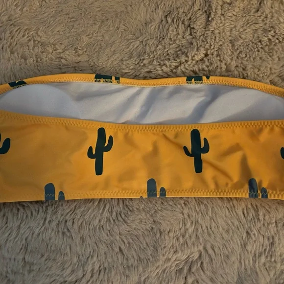 Zaful Yellow Cactus Print Bikini Top - Picture 3 of 4
